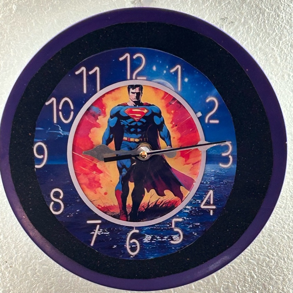 Superman Graphic Wall Clock in Purple and Blue